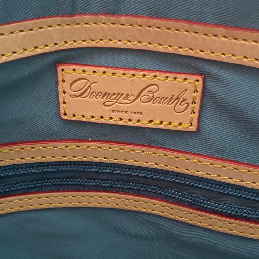 Dooney & Bourke Aqua Patent Leather Tote with Tan Straps - Picture 8 of 13